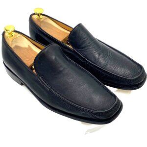 Vintage Italy Johnston and Murphy men's 10 black leather loafers dress shoes J&M